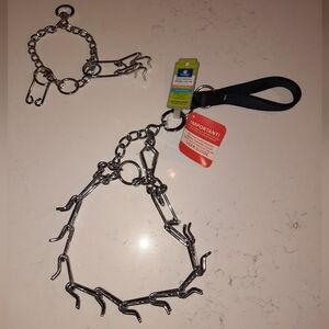 Top Paw Chrome Prong Training Collar with Black Handle